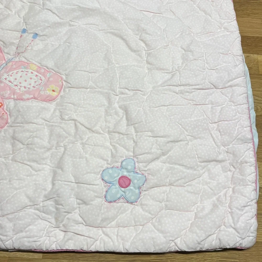 Pottery Barn Kids Pale Pink Floral Butterfly & Flower Quilted Pillow Sham